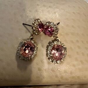 Elegant Pink Crystal Drop Earrings